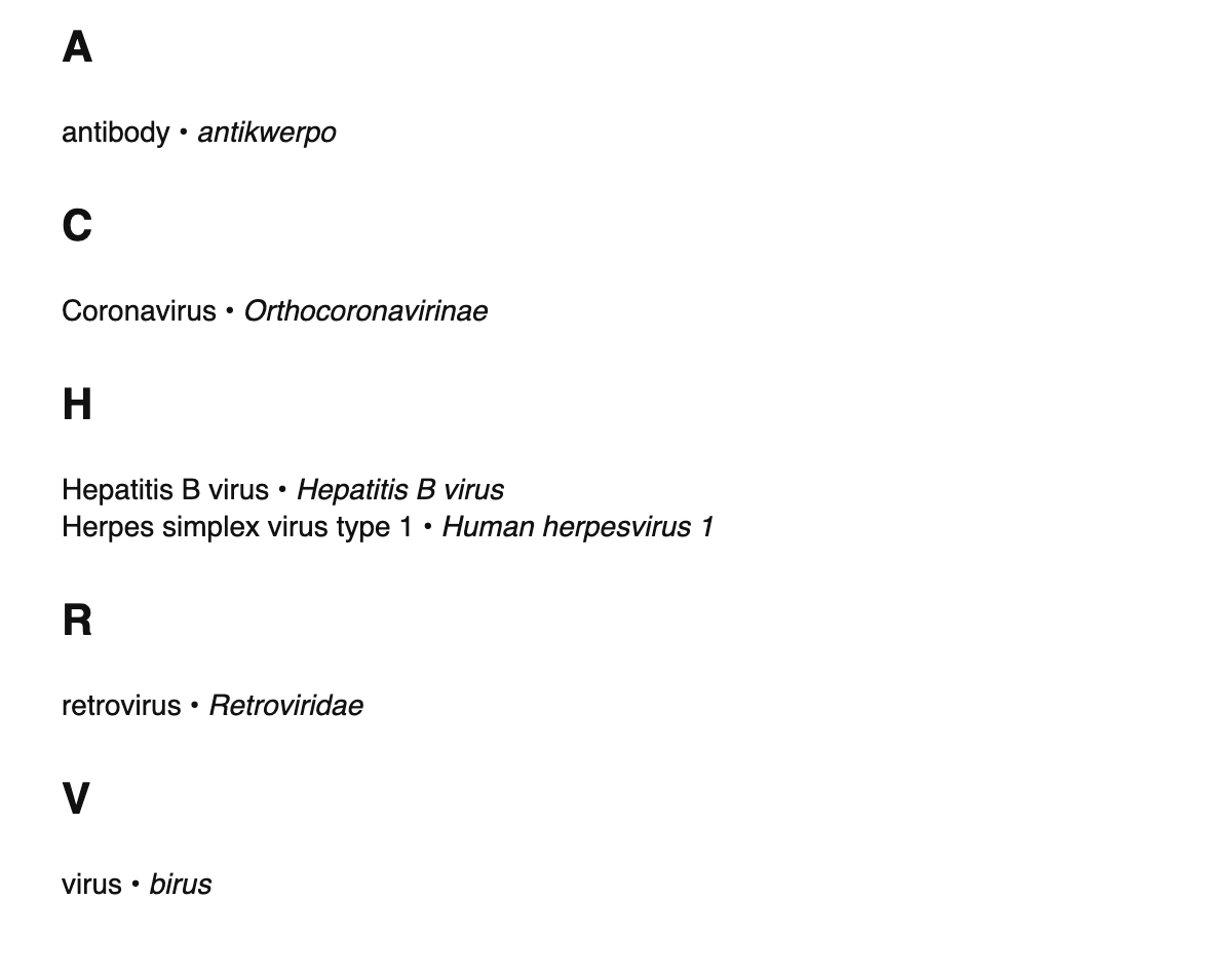 Virology terms in Cebuano