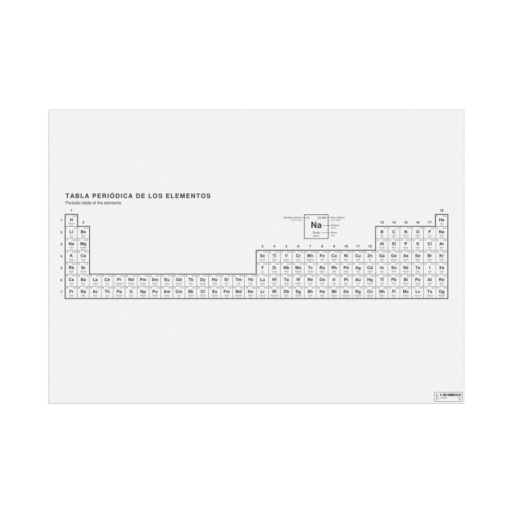 Leskoff Periodic Table Chart, 33.1 x 23.4 in (84.1 x 59.4 cm, Poster / Wall Chart), 32-Column Layout, Asturian/English-Labeled, image 1 of 2