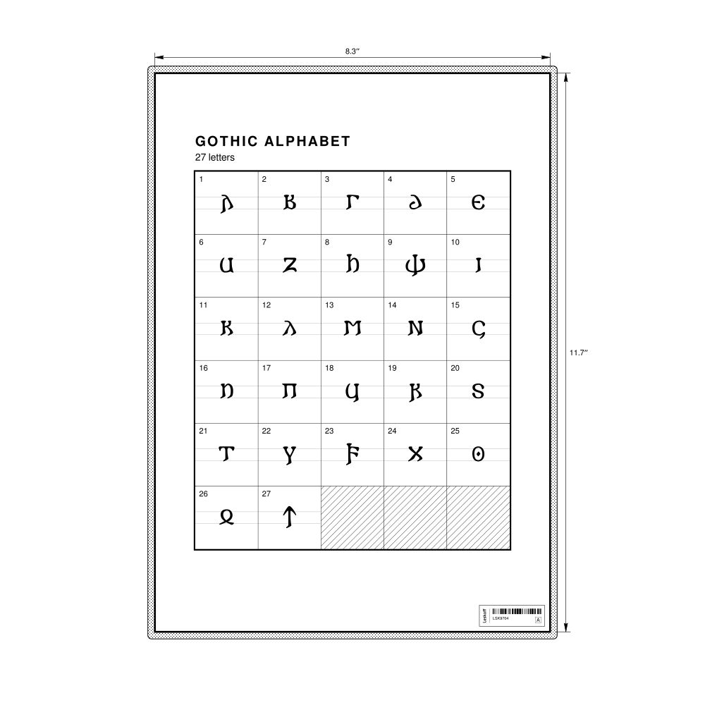 Leskoff Gothic Alphabet Chart, 8.3 x 11.7 in (21.0 x 29.7 cm, Desk Chart, Laminated), image 1 of 2