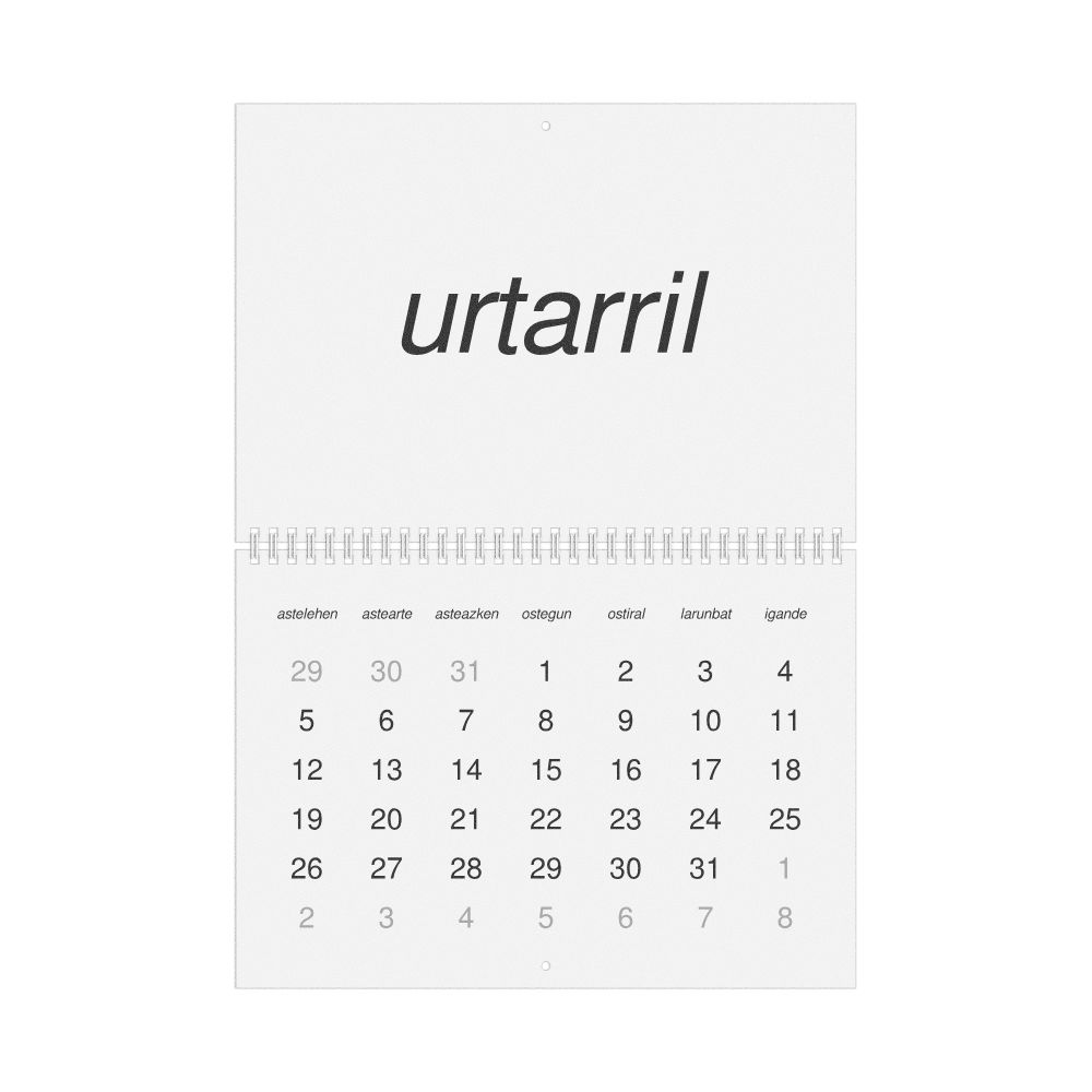Leskoff 2026 Wall Calendar, Basque-Labeled, Monday-Start Layout, Wire-Bound, 11.7 x 8.3 in (29.7 x 21.0 cm), image 1 of 1
