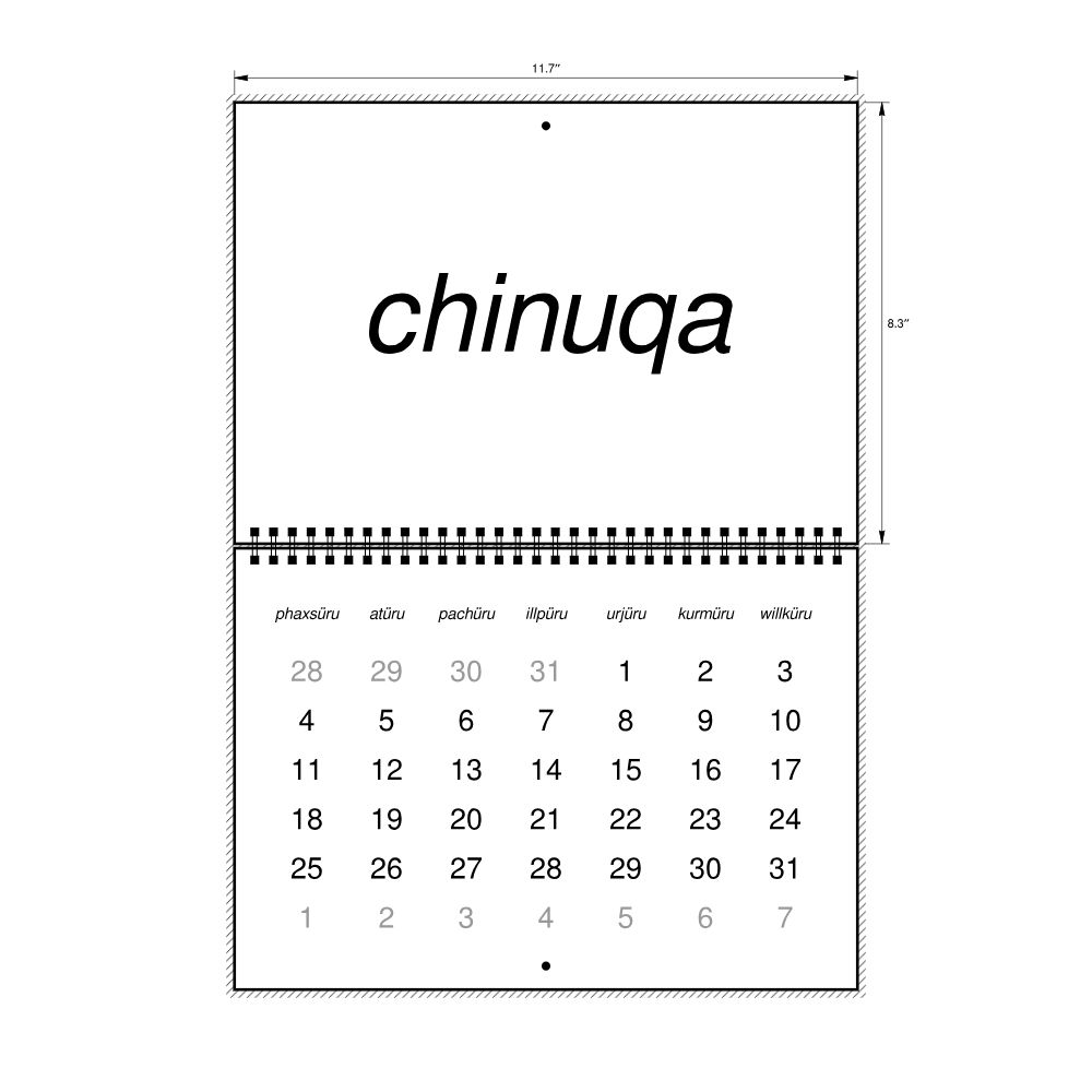 Leskoff 2027 Wall Calendar, Aymara-Labeled, Monday-Start Layout, Wire-Bound, 11.7 x 8.3 in (29.7 x 21.0 cm), image 2 of 2