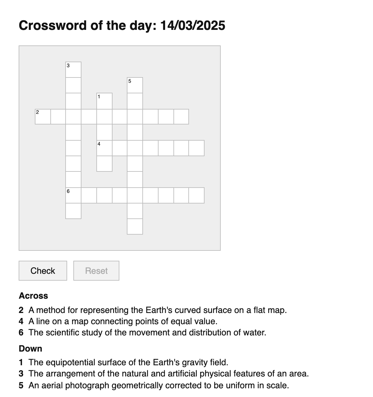 Geoinformatics Crossword