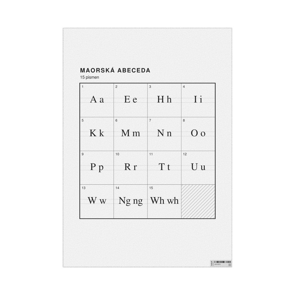 Leskoff Māori Alphabet Chart, 23.4 x 33.1 in (59.4 x 84.1 cm, Poster / Wall Chart), Czech-Labeled, image 1 of 2