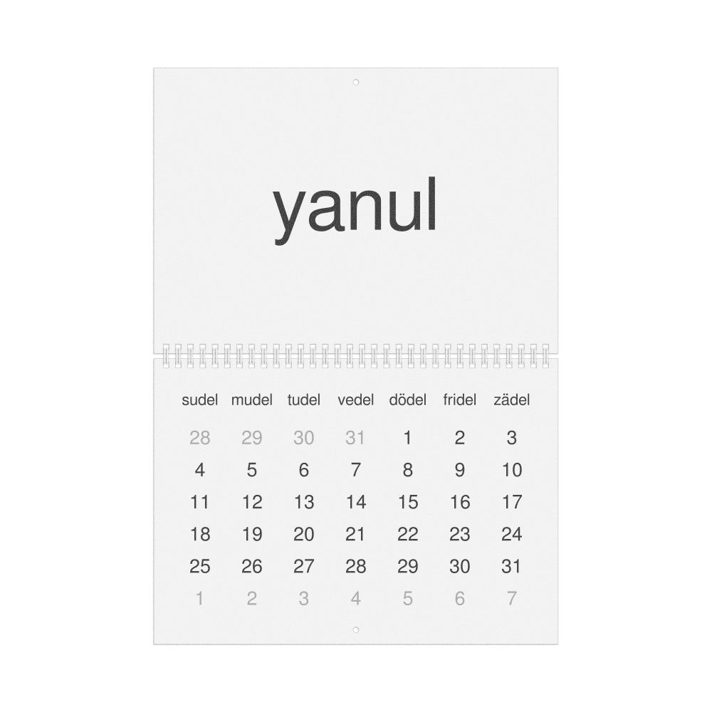 Leskoff 2026 Wall Calendar, Volapük-Labeled, Sunday-Start Layout, Wire-Bound, 11.7 x 8.3 in (29.7 x 21.0 cm), image 1 of 1