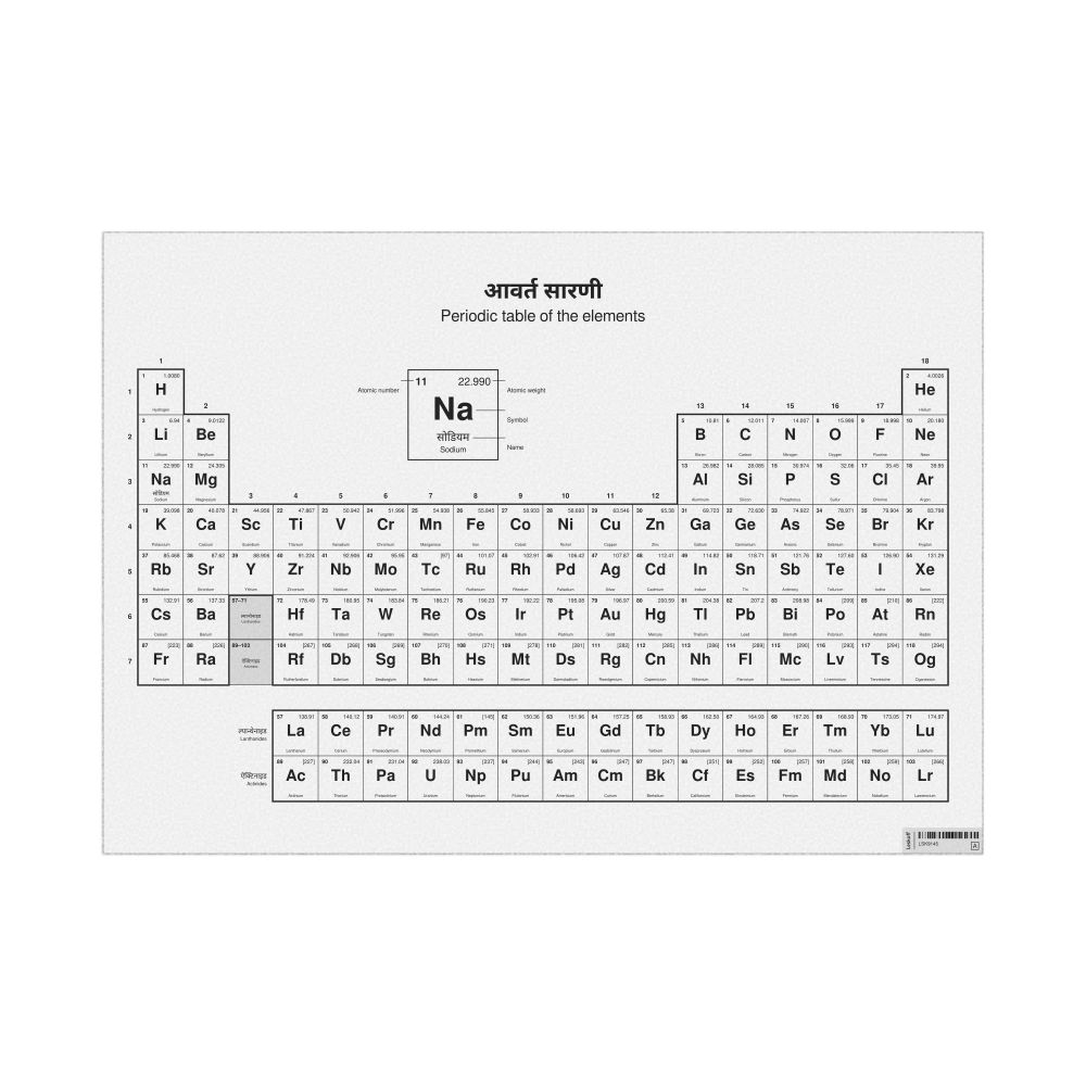 Leskoff Periodic Table Chart, 33.1 x 23.4 in (84.1 x 59.4 cm, Poster / Wall Chart), 18-Column Layout, Nepali/English-Labeled, image 1 of 2