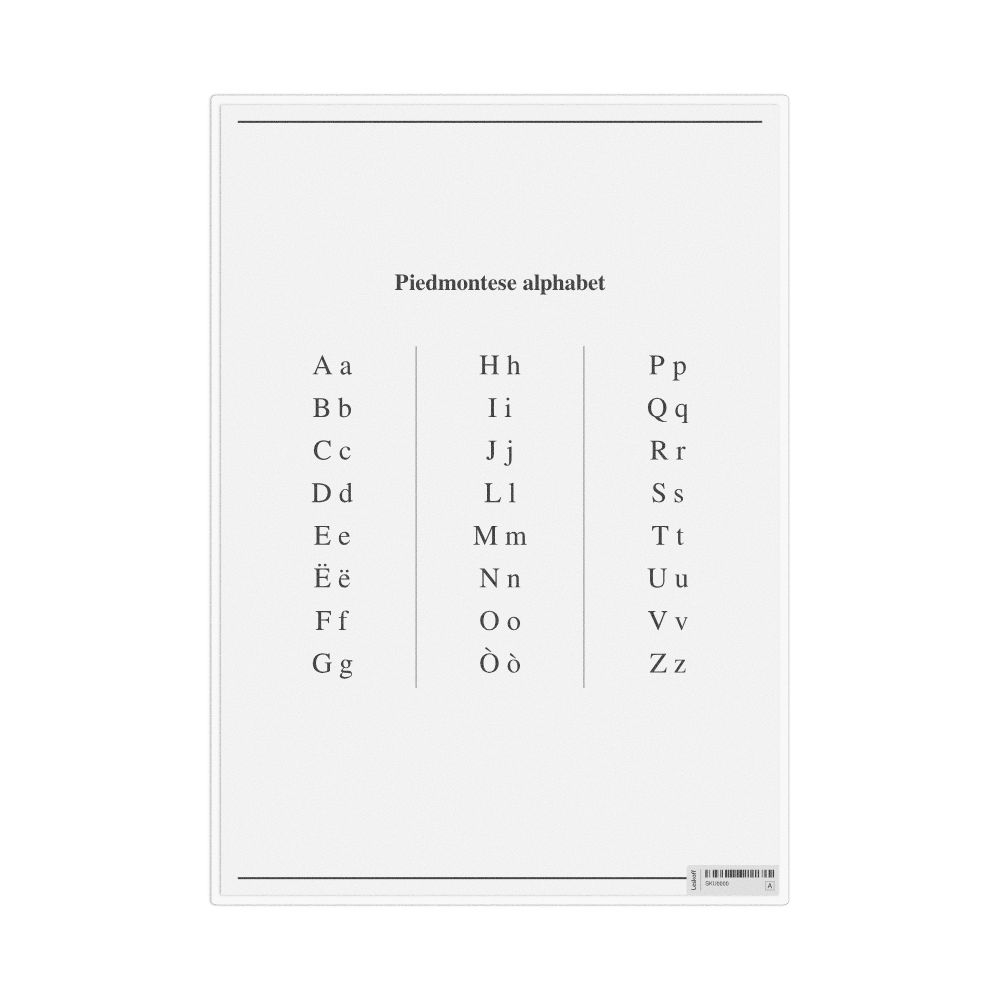 Leskoff Piedmontese Alphabet Chart, image 1 of 1