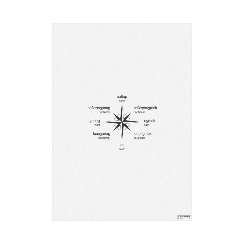Leskoff Cardinal Directions Poster, Bulgarian/English-Labeled, image 1 of 2