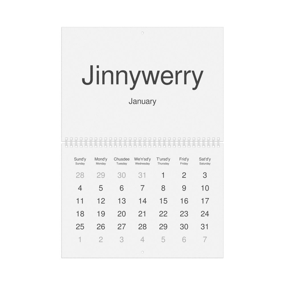 Leskoff 2026 Wall Calendar, Gullah/English-Labeled, Sunday-Start Layout, Wire-Bound, 11.7 x 8.3 in (29.7 x 21.0 cm), image 1 of 1