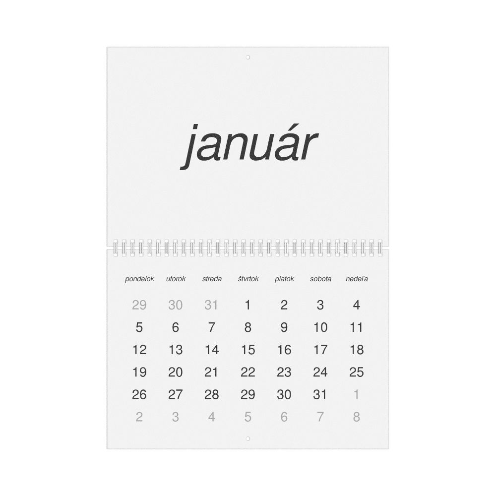 Leskoff 2026 Wall Calendar, Slovak-Labeled, Monday-Start Layout, Wire-Bound, 11.7 x 8.3 in (29.7 x 21.0 cm), image 1 of 1