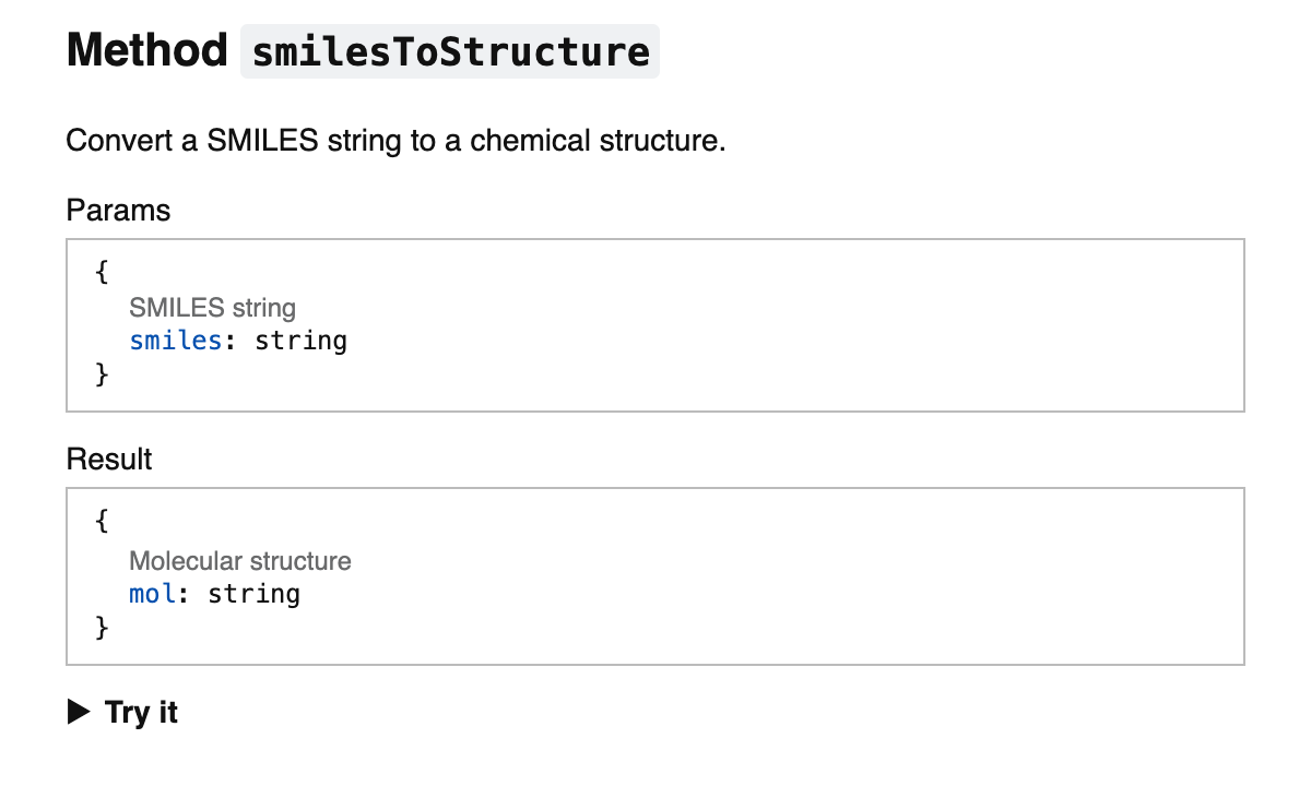 SMILES to Structure API