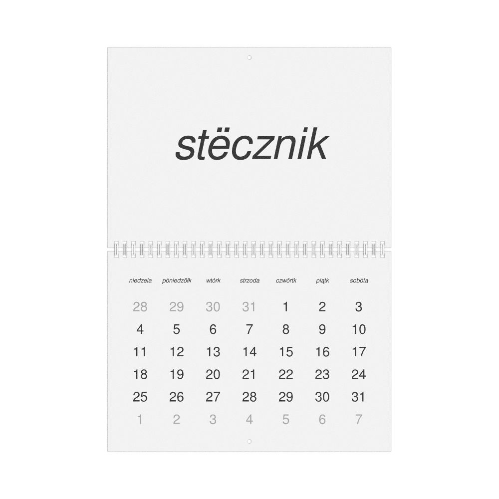 Leskoff 2026 Wall Calendar, Kashubian-Labeled, Sunday-Start Layout, Wire-Bound, 11.7 x 8.3 in (29.7 x 21.0 cm), image 1 of 1