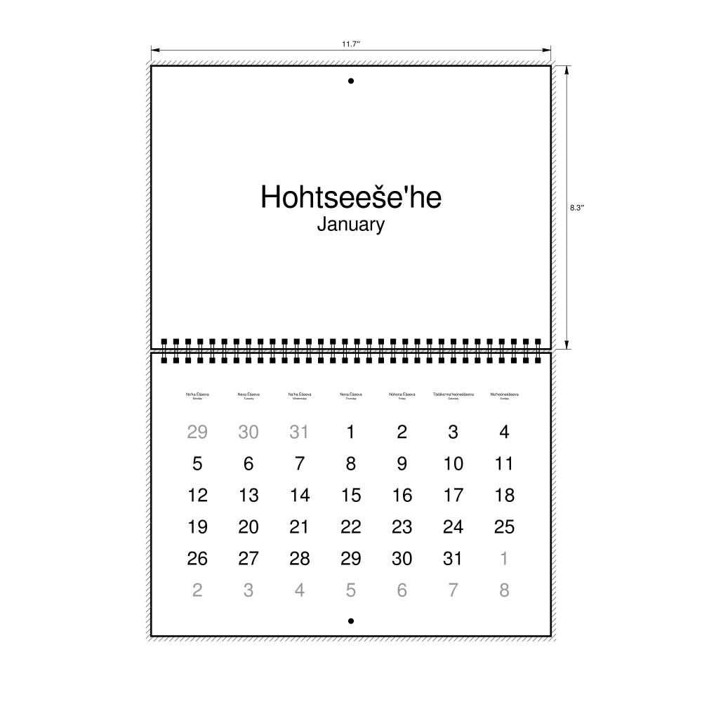 Leskoff 2026 Wall Calendar, Cheyenne/English-Labeled, Monday-Start Layout, Wire-Bound, 11.7 x 8.3 in (29.7 x 21.0 cm), image 1 of 1