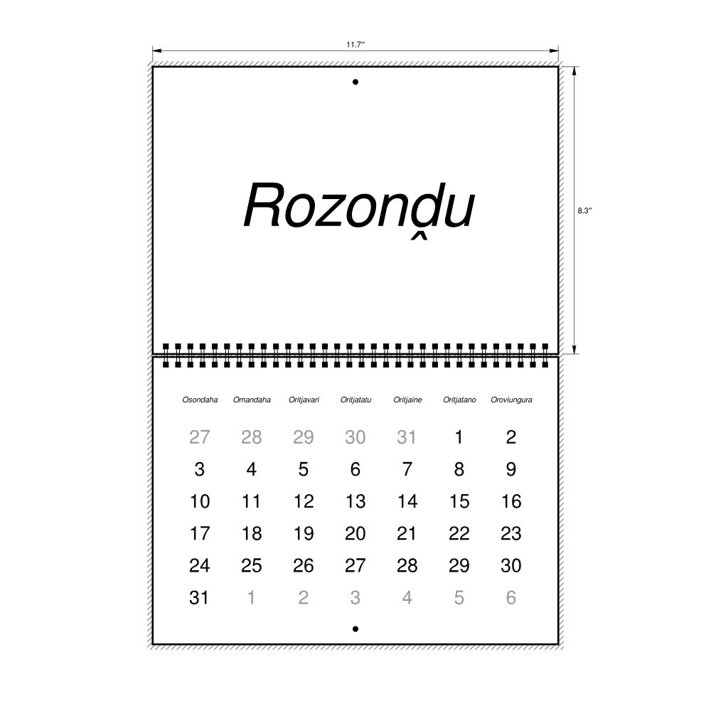 Leskoff 2027 Wall Calendar, Herero-Labeled, Sunday-Start Layout, Wire-Bound, 11.7 x 8.3 in (29.7 x 21.0 cm), image 2 of 2