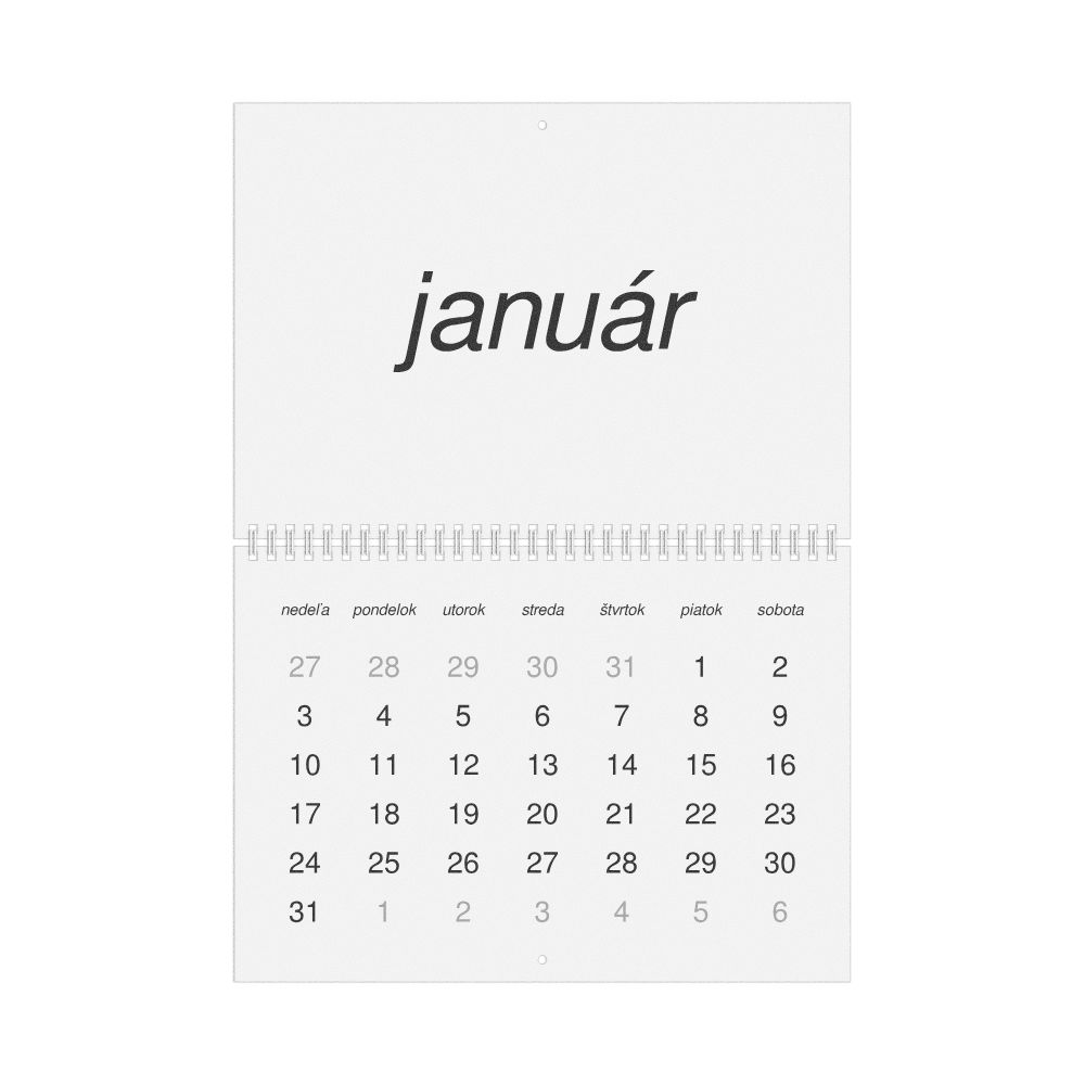 Leskoff 2027 Wall Calendar, Slovak-Labeled, Sunday-Start Layout, Wire-Bound, 11.7 x 8.3 in (29.7 x 21.0 cm), image 1 of 1