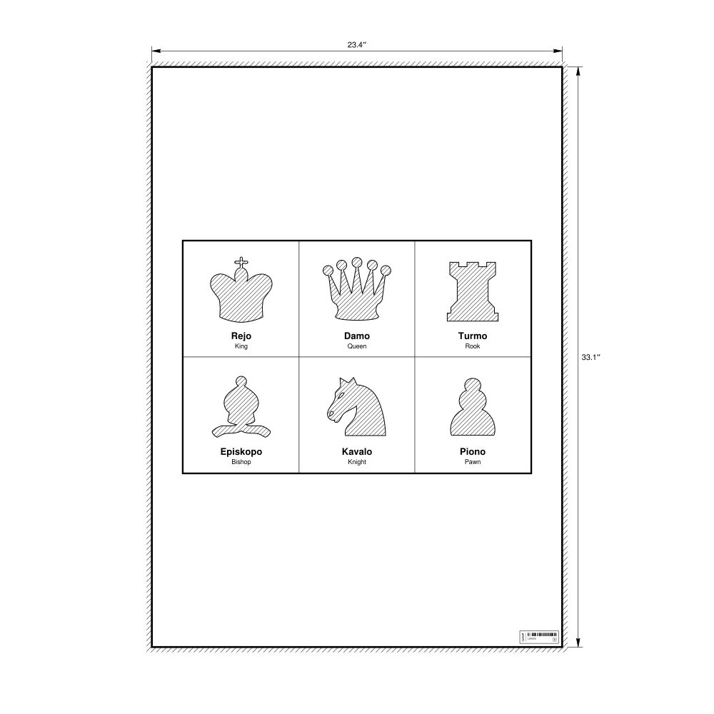 Leskoff Chess Pieces Poster, Ido/English-Labeled, image 1 of 2