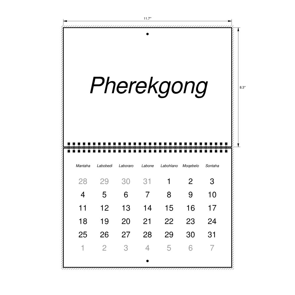 Leskoff 2027 Wall Calendar, Sotho-Labeled, Monday-Start Layout, Wire-Bound, 11.7 x 8.3 in (29.7 x 21.0 cm), image 2 of 2