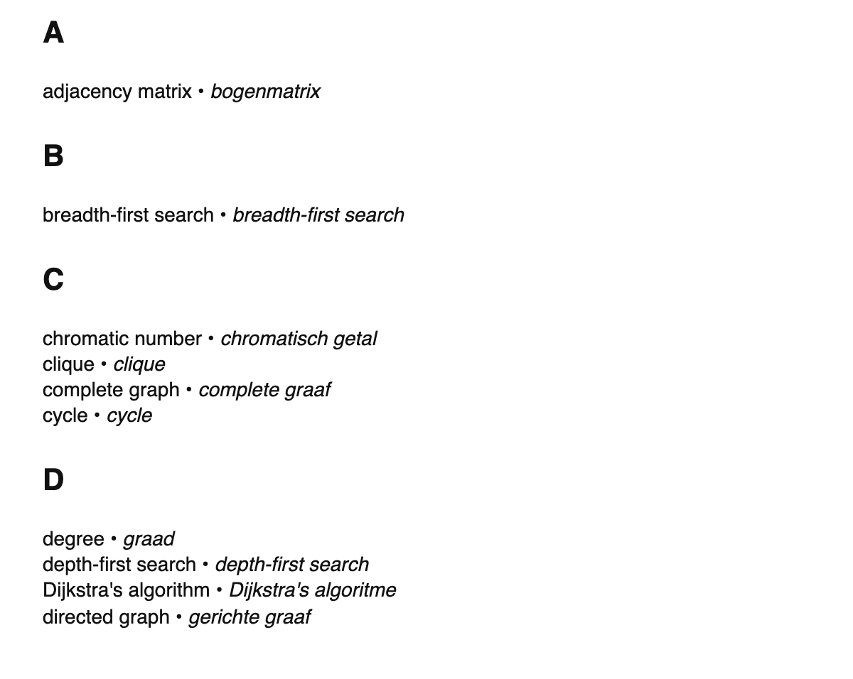 Graph theory terms in Dutch