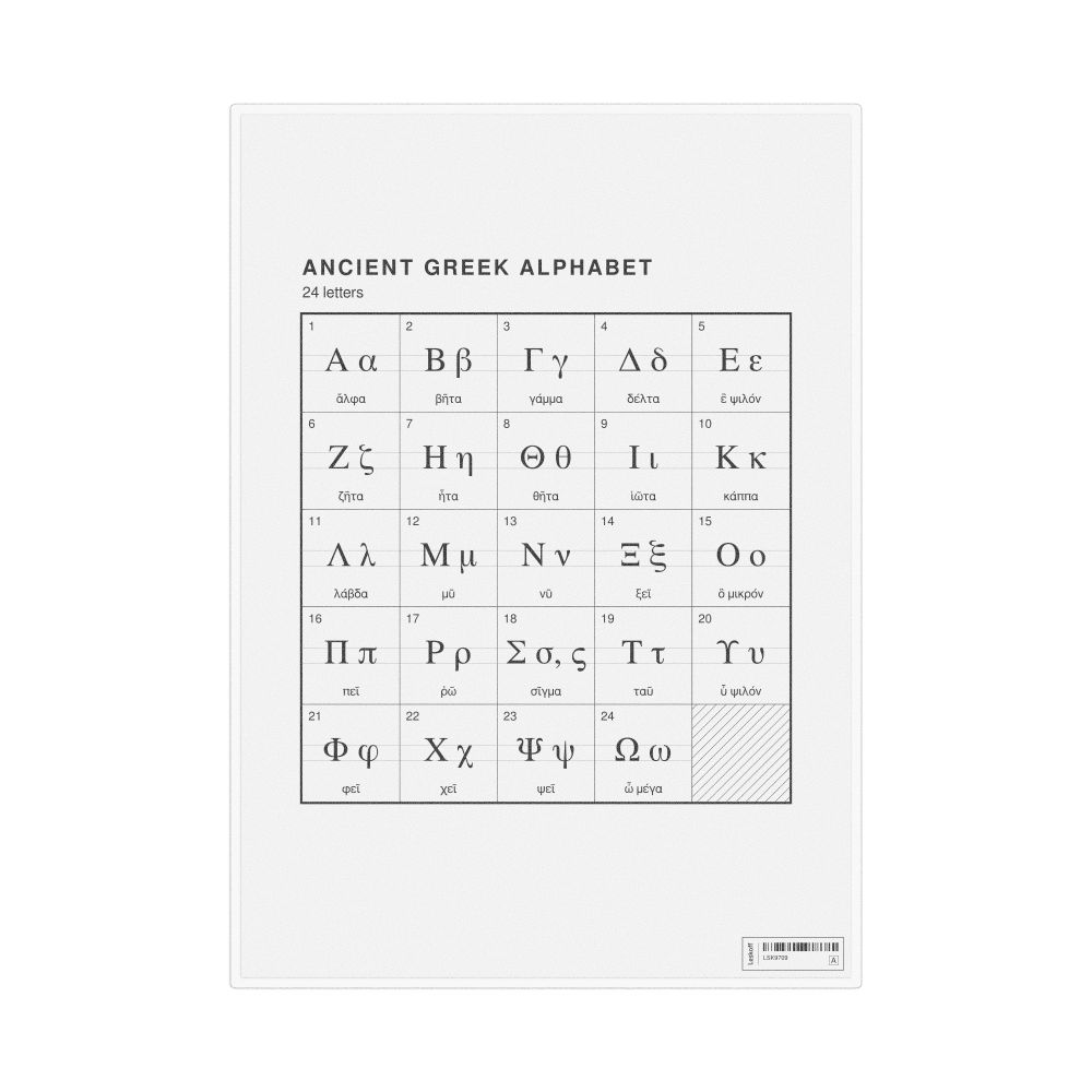 Leskoff Ancient Greek Alphabet Chart, 8.3 x 11.7 in (21.0 x 29.7 cm, Desk Chart, Laminated), image 1 of 2
