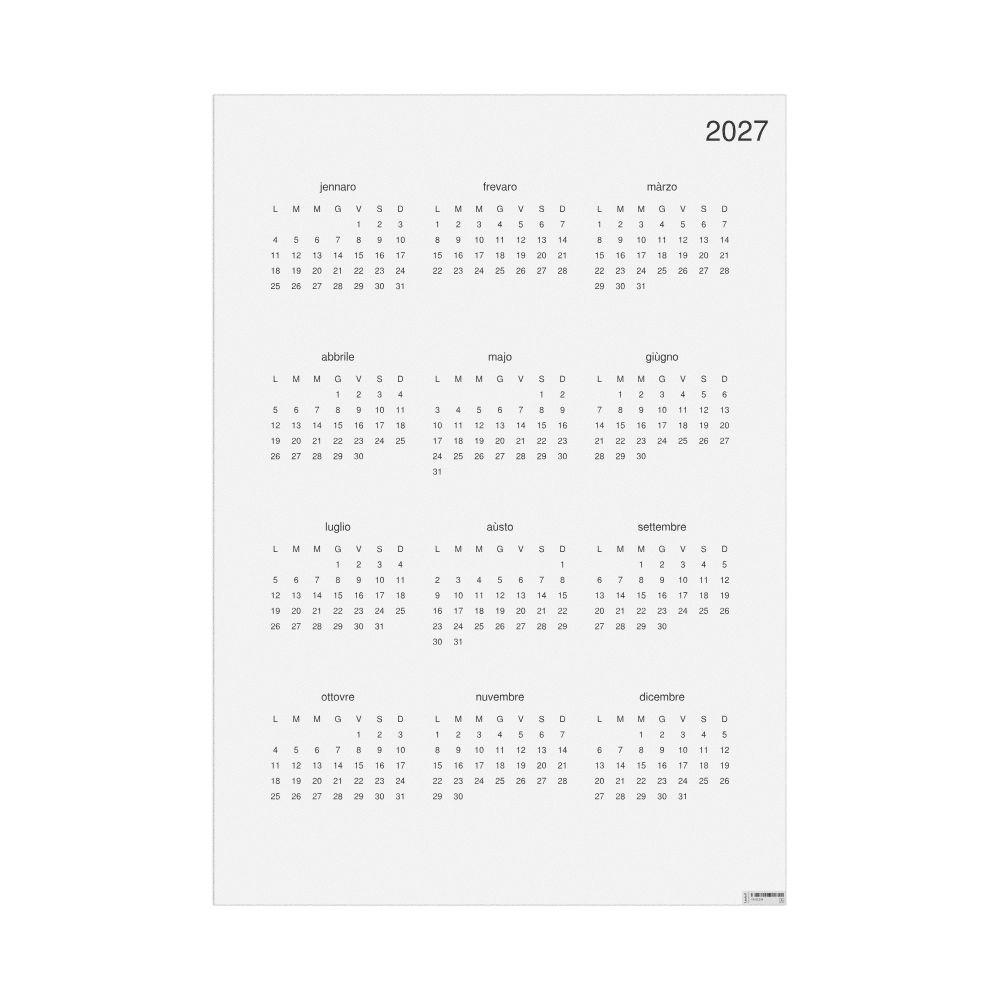 Leskoff 2027 Wall Calendar, Neapolitan-Labeled, Monday-Start Layout, Poster / Wall Print, 23.4 x 33.1 in (59.4 x 84.1 cm), image 1 of 1