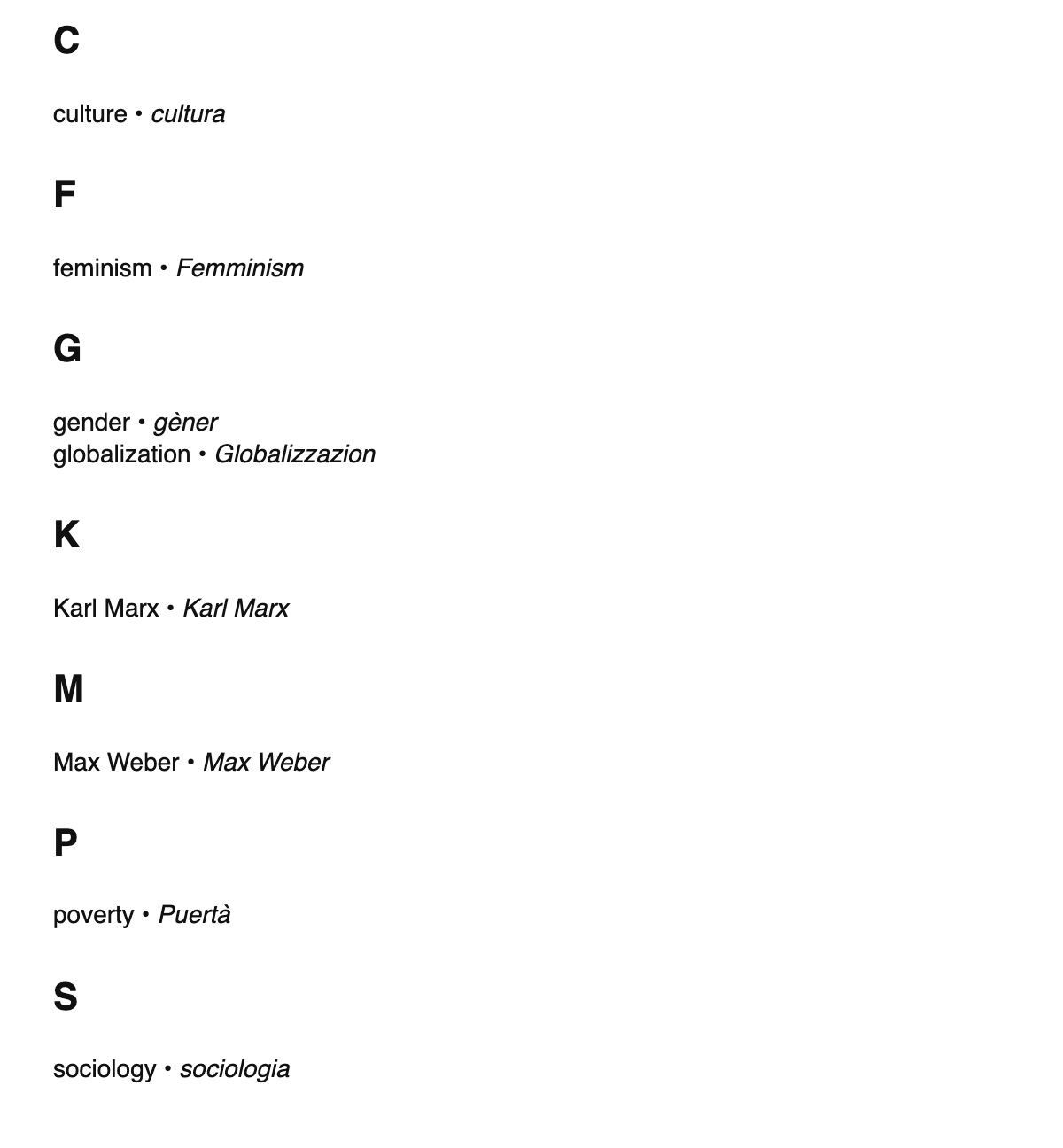 Sociology terms in Lombard