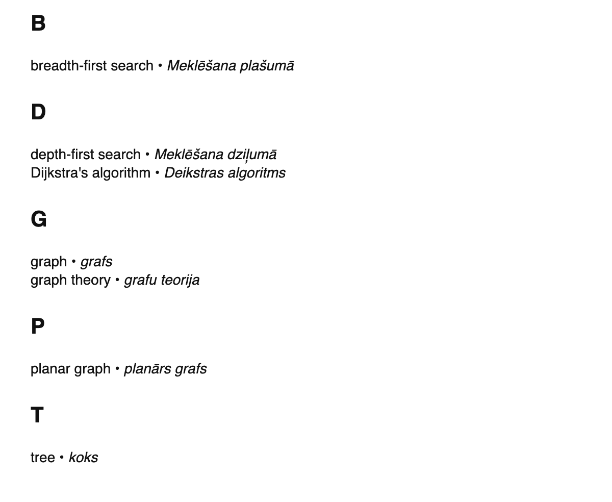 Graph theory terms in Latvian