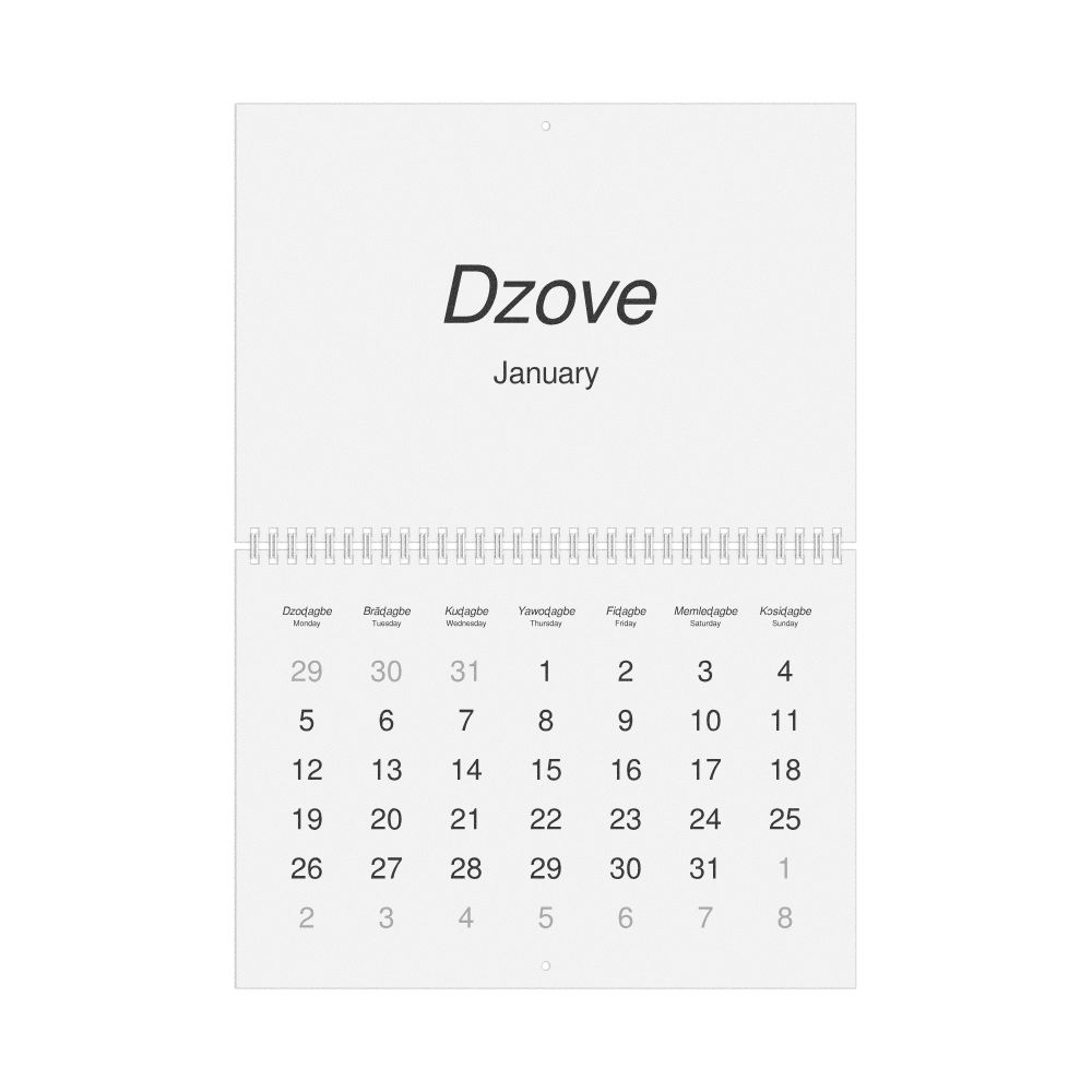 Leskoff 2026 Wall Calendar, Ewe/English-Labeled, Monday-Start Layout, Wire-Bound, 11.7 x 8.3 in (29.7 x 21.0 cm), image 1 of 1