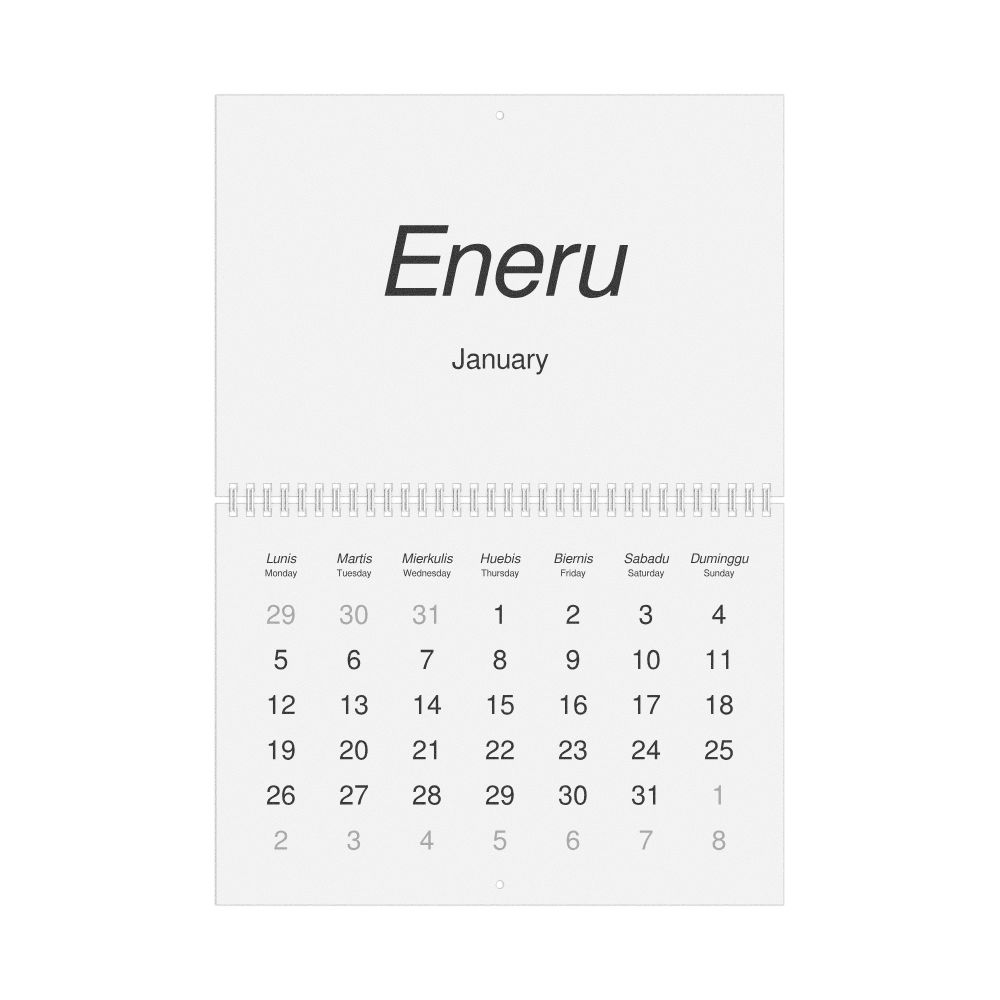 Leskoff 2026 Wall Calendar, Kapampangan/English-Labeled, Monday-Start Layout, Wire-Bound, 11.7 x 8.3 in (29.7 x 21.0 cm), image 1 of 1