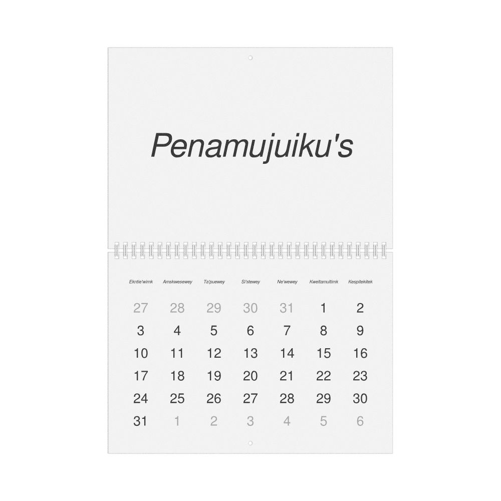 Leskoff 2027 Wall Calendar, Mi'kmaq-Labeled, Sunday-Start Layout, Wire-Bound, 11.7 x 8.3 in (29.7 x 21.0 cm), image 1 of 1
