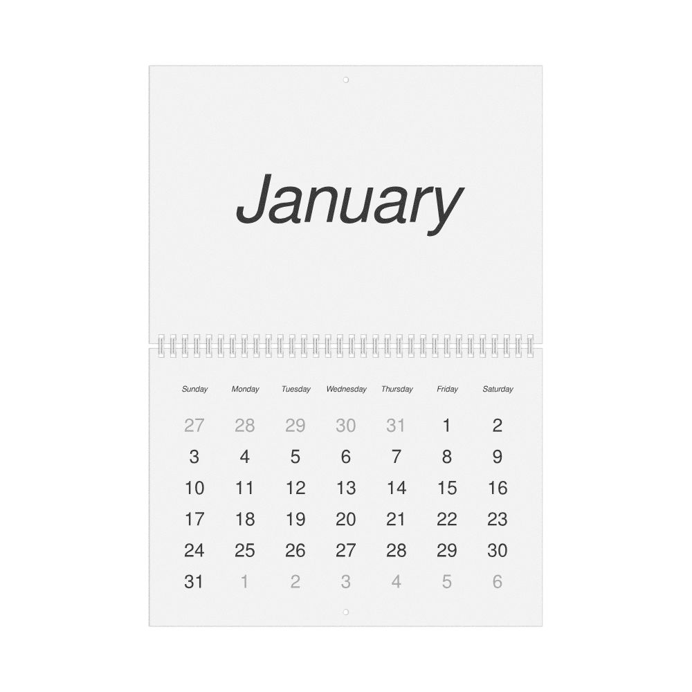 Leskoff 2027 Wall Calendar, English-Labeled, Sunday-Start Layout, Wire-Bound, 11.7 x 8.3 in (29.7 x 21.0 cm), image 1 of 1