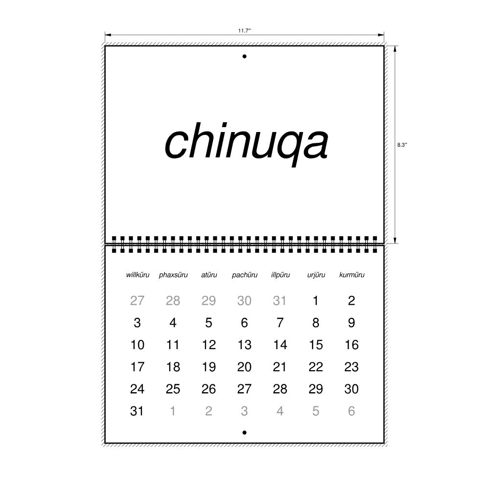 Leskoff 2027 Wall Calendar, Aymara-Labeled, Sunday-Start Layout, Wire-Bound, 11.7 x 8.3 in (29.7 x 21.0 cm), image 2 of 2