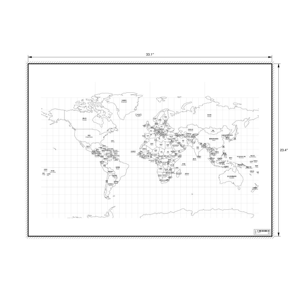 Leskoff World Wall Map (World Map Poster), Korean/English-Labeled, image 1 of 2