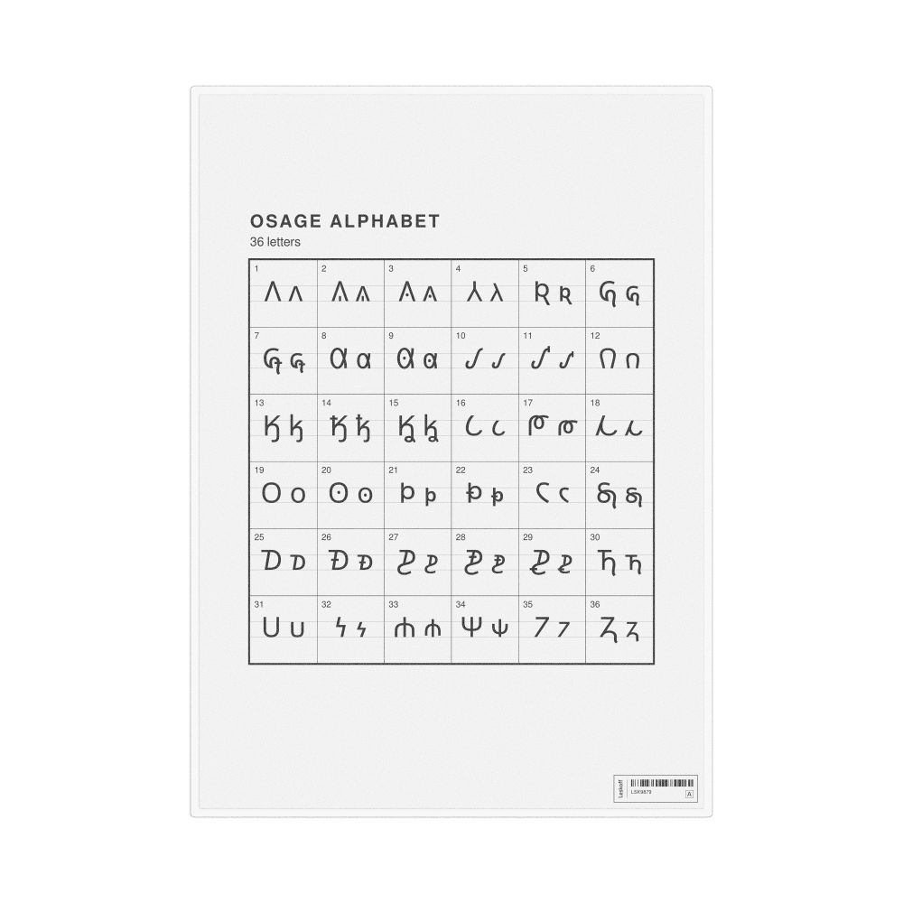 Leskoff Osage Alphabet Chart, 8.3 x 11.7 in (21.0 x 29.7 cm, Desk Chart, Laminated), image 1 of 2