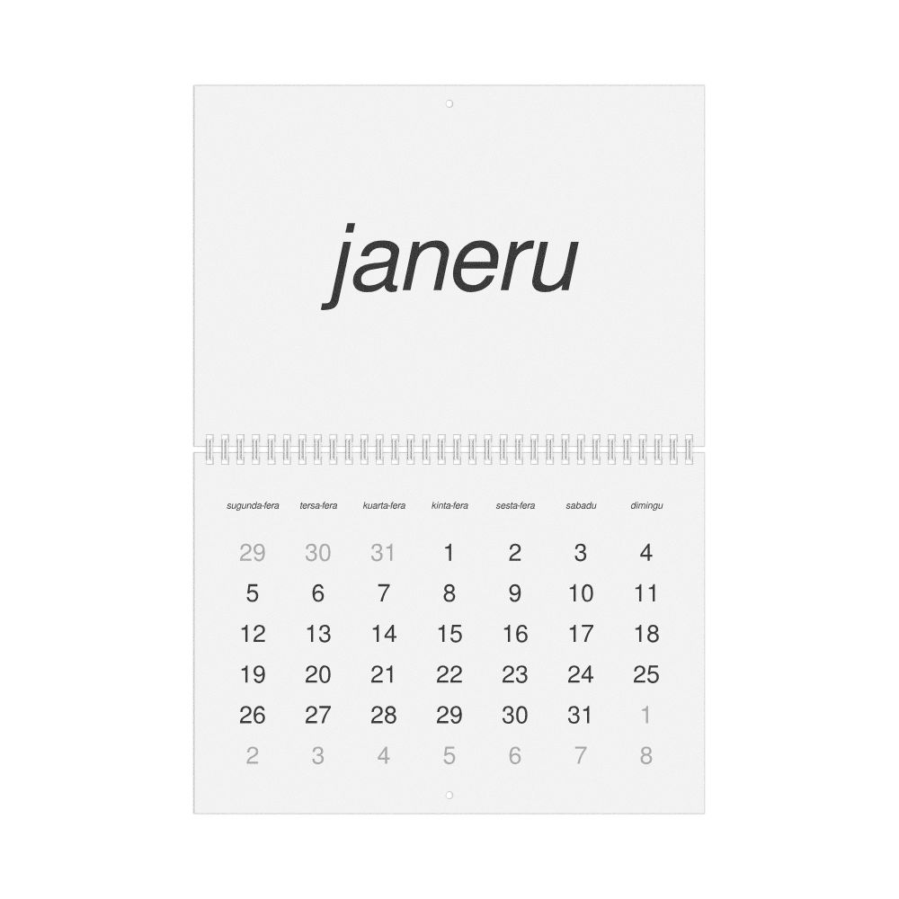 Leskoff 2026 Wall Calendar, Guinea-Bissau Creole-Labeled, Monday-Start Layout, Wire-Bound, 11.7 x 8.3 in (29.7 x 21.0 cm), image 1 of 1