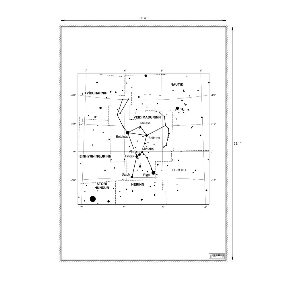 Leskoff Orion Constellation Poster, Icelandic-Labeled, image 1 of 2