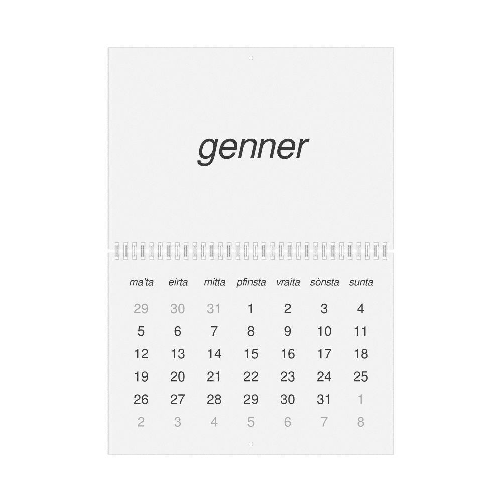 Leskoff 2026 Wall Calendar, Mòcheno-Labeled, Monday-Start Layout, Wire-Bound, 11.7 x 8.3 in (29.7 x 21.0 cm), image 1 of 1
