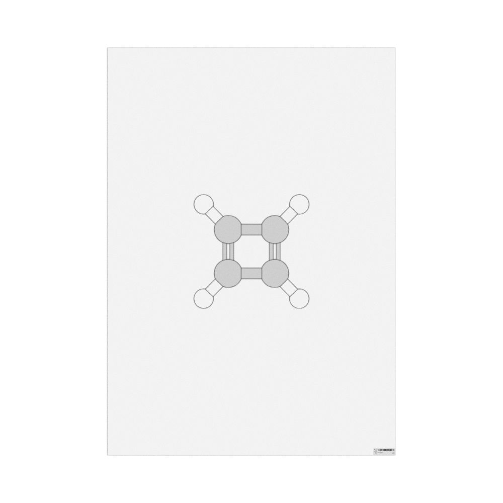 Leskoff Cyclobutadiene Molecule Poster, Ball-and-Stick Model, Stylized, image 1 of 1