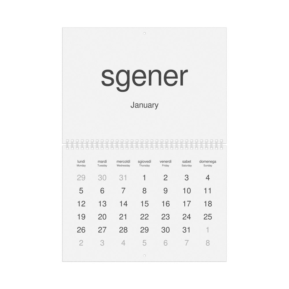 Leskoff 2026 Wall Calendar, Lombard/English-Labeled, Monday-Start Layout, Wire-Bound, 11.7 x 8.3 in (29.7 x 21.0 cm), image 1 of 1