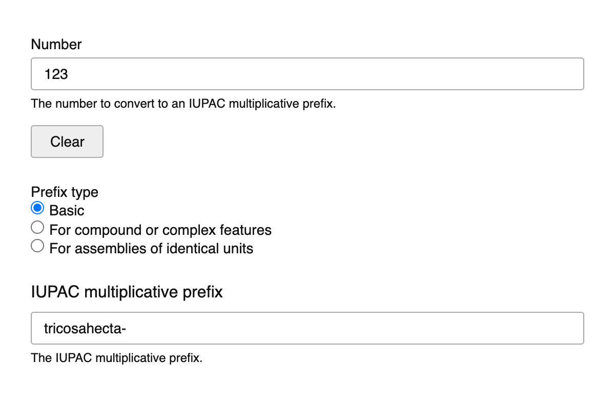 IUPAC Multiplicative Prefix Generator
