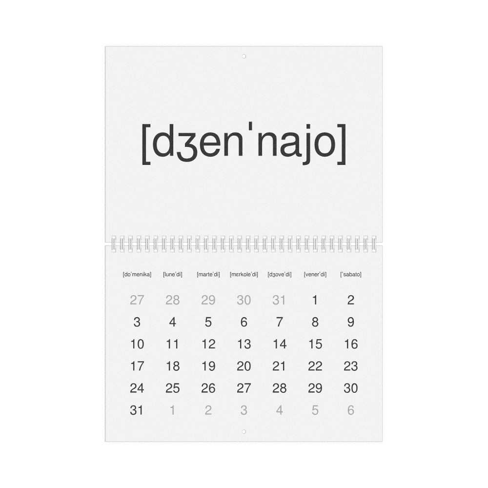 Leskoff 2027 Phonetic Wall Calendar, IPA-Labeled (Italian), Sunday-Start Layout, Wire-Bound, 11.7 x 8.3 in (29.7 x 21.0 cm), image 1 of 1