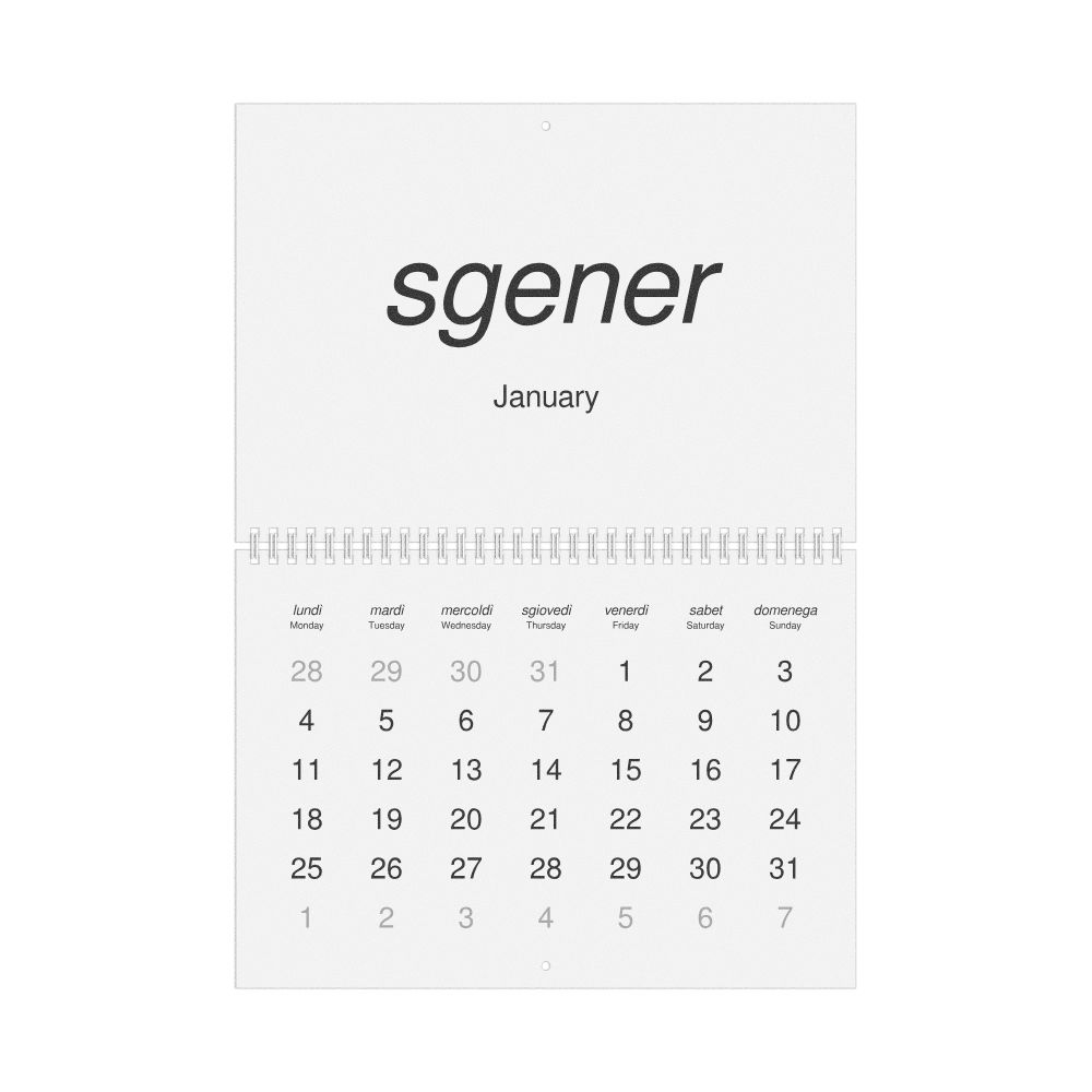 Leskoff 2027 Wall Calendar, Lombard/English-Labeled, Monday-Start Layout, Wire-Bound, 11.7 x 8.3 in (29.7 x 21.0 cm), image 1 of 1
