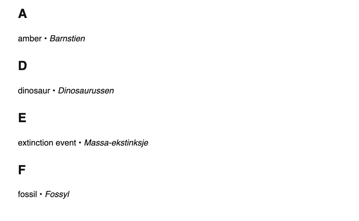 Paleontology terms in West Frisian