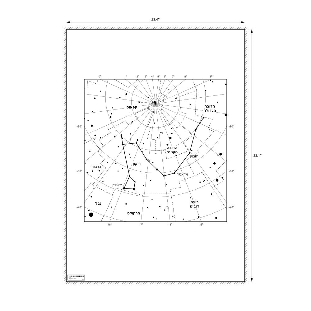 Leskoff Draco Constellation Poster, Hebrew-Labeled, image 1 of 2