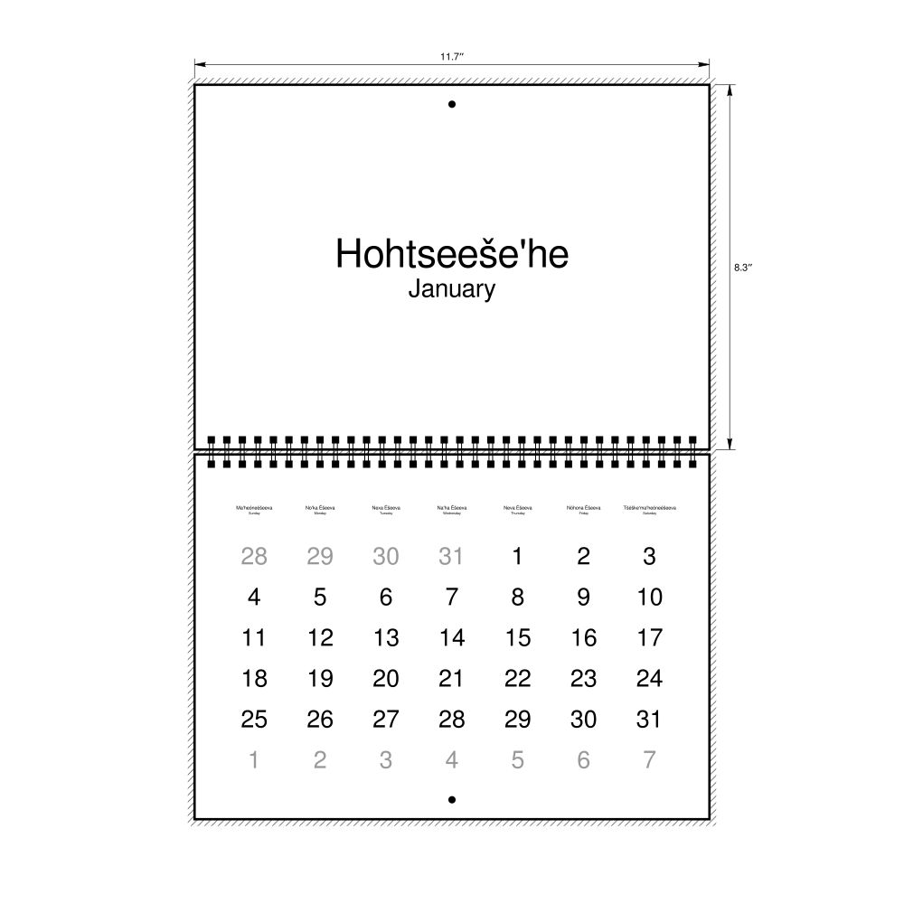 Leskoff 2026 Wall Calendar, Cheyenne/English-Labeled, Sunday-Start Layout, Wire-Bound, 11.7 x 8.3 in (29.7 x 21.0 cm), image 1 of 1