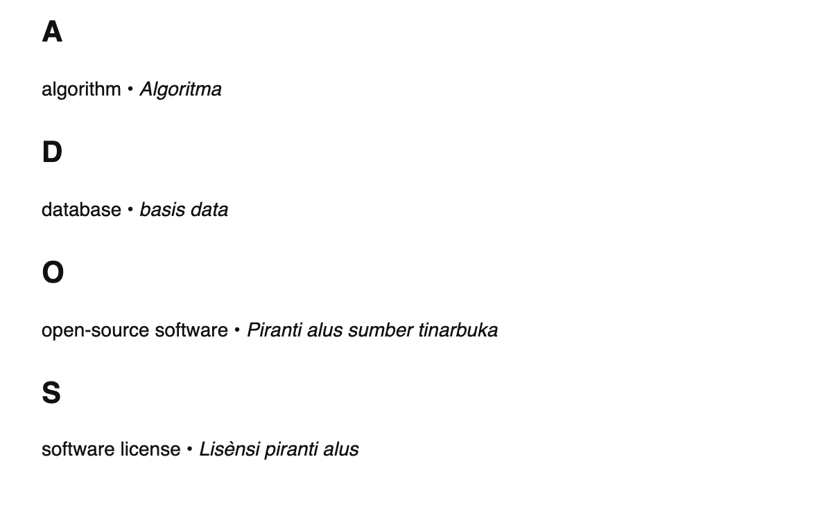 Software engineering terms in Javanese