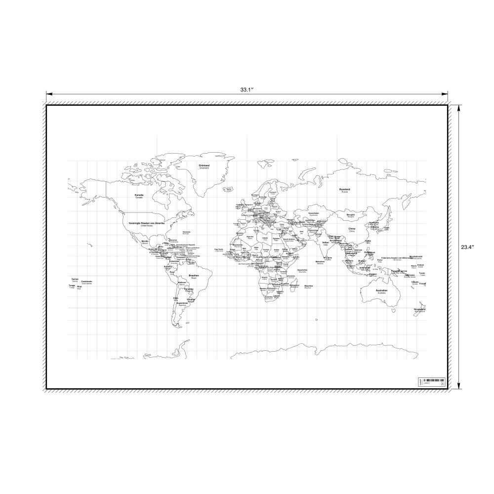 Leskoff World Wall Map (World Map Poster), German/English-Labeled, image 1 of 2