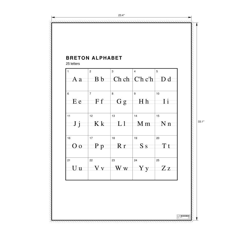 Leskoff Breton Alphabet Chart, 23.4 x 33.1 in (59.4 x 84.1 cm, Poster / Wall Chart), image 1 of 2
