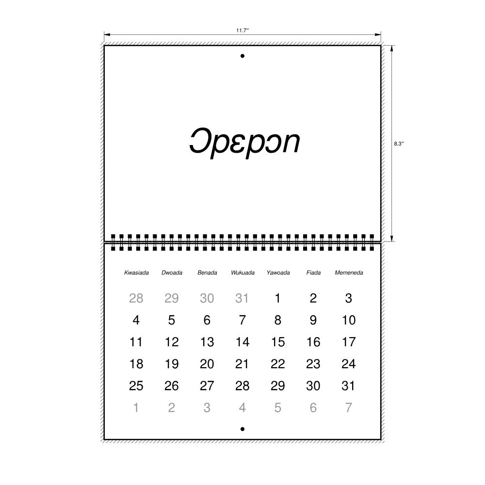 Leskoff 2026 Wall Calendar, Akan-Labeled, Sunday-Start Layout, Wire-Bound, 11.7 x 8.3 in (29.7 x 21.0 cm), image 2 of 2
