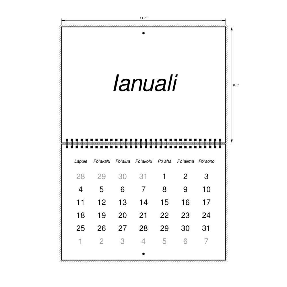 Leskoff 2026 Wall Calendar, Hawaiian-Labeled, Sunday-Start Layout, Wire-Bound, 11.7 x 8.3 in (29.7 x 21.0 cm), image 2 of 2