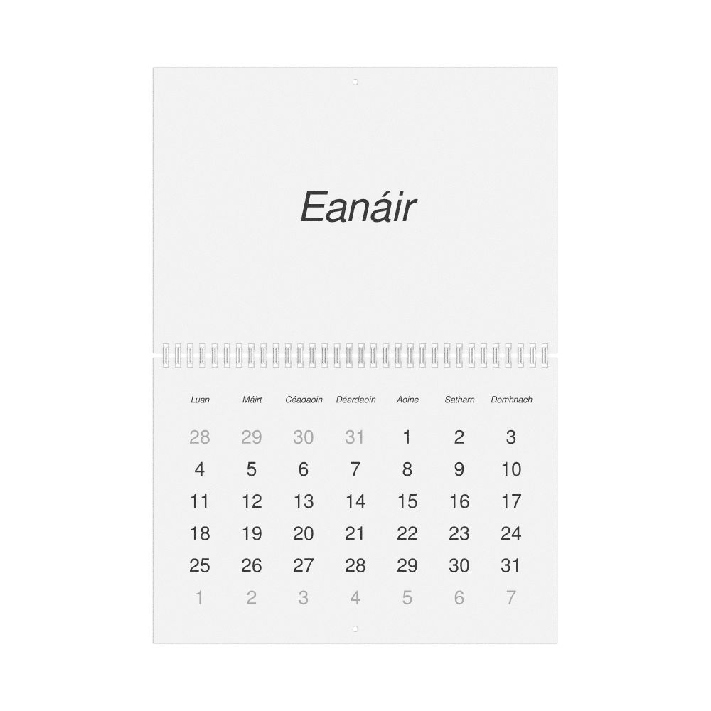 Leskoff 2027 Wall Calendar, Irish-Labeled, Monday-Start Layout, Wire-Bound, 11.7 x 8.3 in (29.7 x 21.0 cm), image 1 of 1