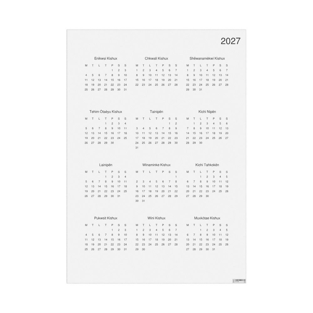 Leskoff 2027 Wall Calendar, Unami-Labeled, Monday-Start Layout, Poster / Wall Print, 23.4 x 33.1 in (59.4 x 84.1 cm), image 1 of 1